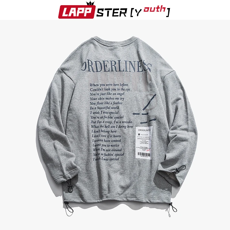 LAPPSTER-Youth мужской негабаритный Harajuku толстовки кофты мужские s японские уличные толстовки винтажные корейские черные толстовки с капюшоном