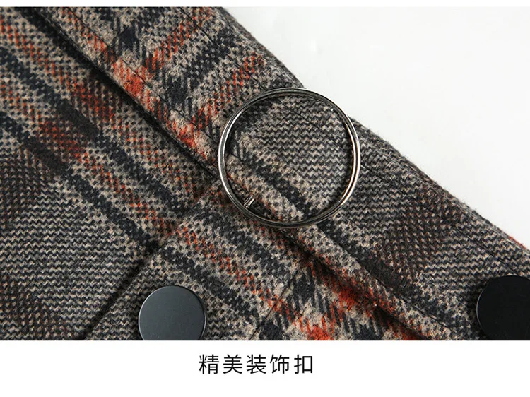 M-4XL, женские юбки, винтажные, однобортные, длина до колена, утепленные, теплые, в клетку, шерсть, шерстяные юбки для женщин, saia saias