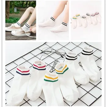 

Striped Women Sock Thin Korean Ladies Woman Socks White Unisex Short Casual Soft Cotton Lady Sox Girls Spring Trendy Skarpetki