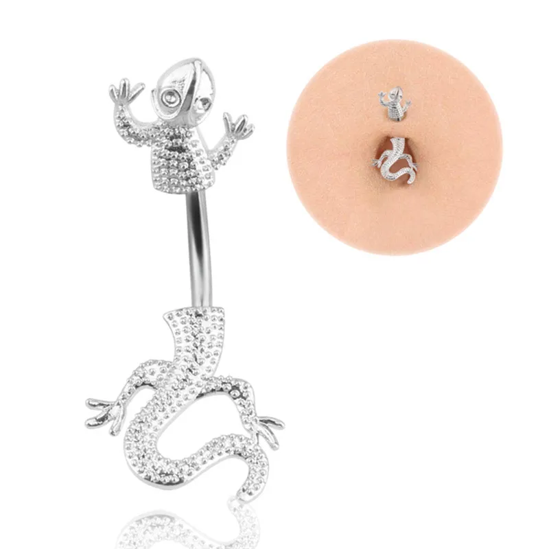 Navel Stainless Steel Piercing Lizard Belly Earrings 2018 Fashion Button Ring Body Jewelry | Украшения и аксессуары