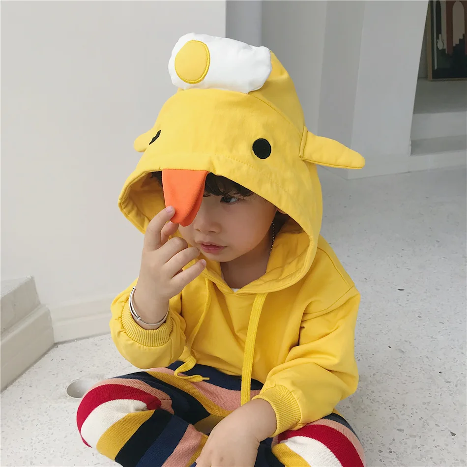 Tonytaobaby/новая зимняя одежда для мальчиков и девочек; детская одежда с рисунком цыплят; бархатная толстовка для мальчиков