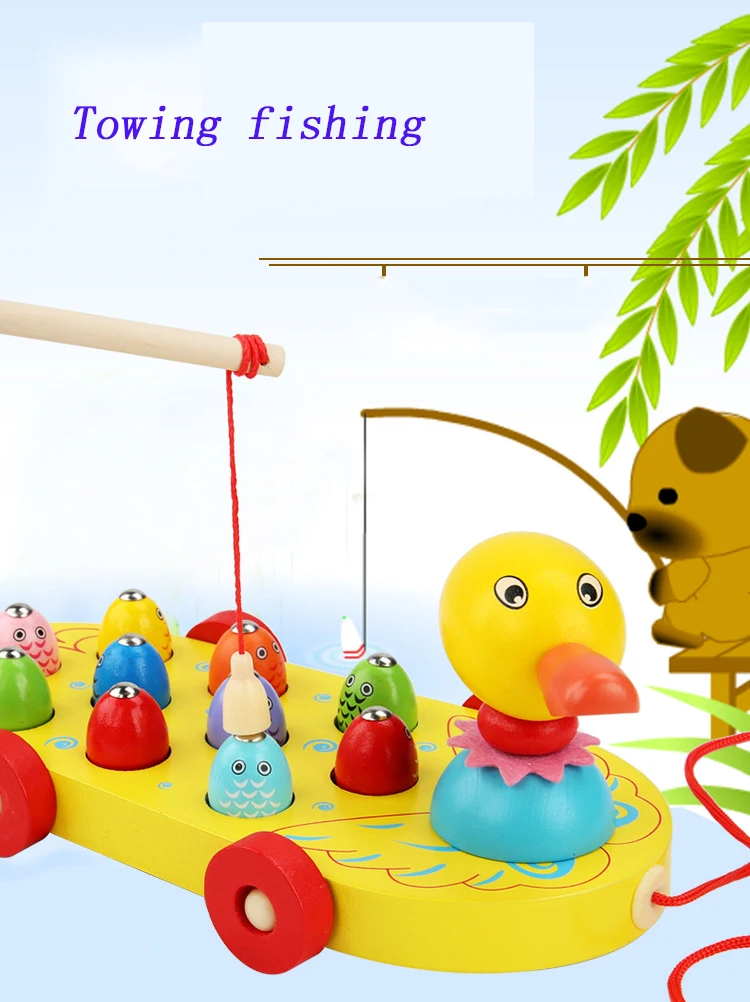 Игра дети котенок Go Рыбалка Procrastination Parenting желтая утка взаимодействие рыболовные игрушки Магнитные