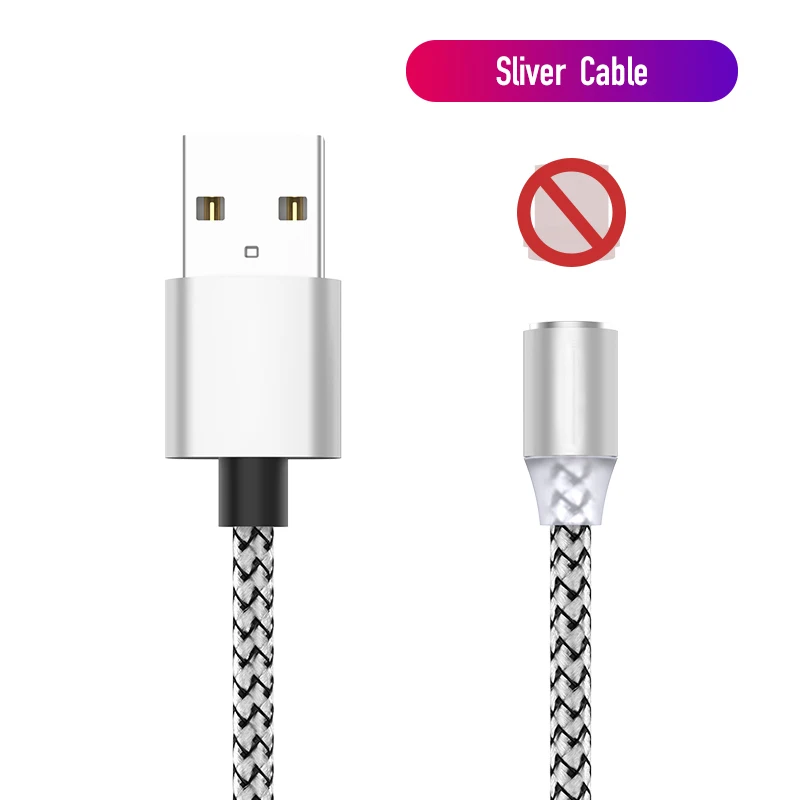 Only Silver Cable 1 м светодиодный магнитный USB кабель для iPhone Xs Max и usb type-C кабель Micro USB кабель для samsung Xiaomi huawei USB C адаптер - Цвет: Only Silver Cable