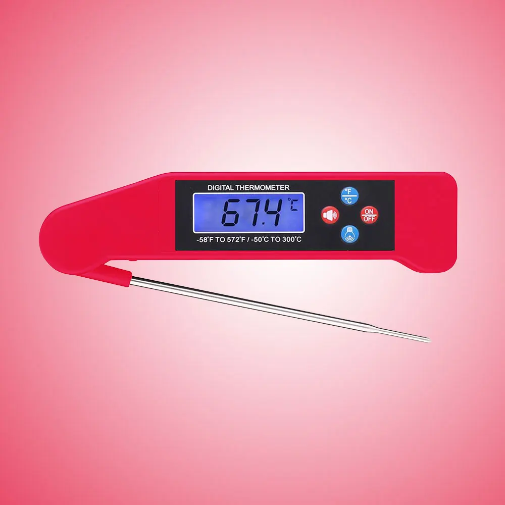 Probe Barbecue Grill Thermometer Digital Foldable Kitchen Broadcast Backlight