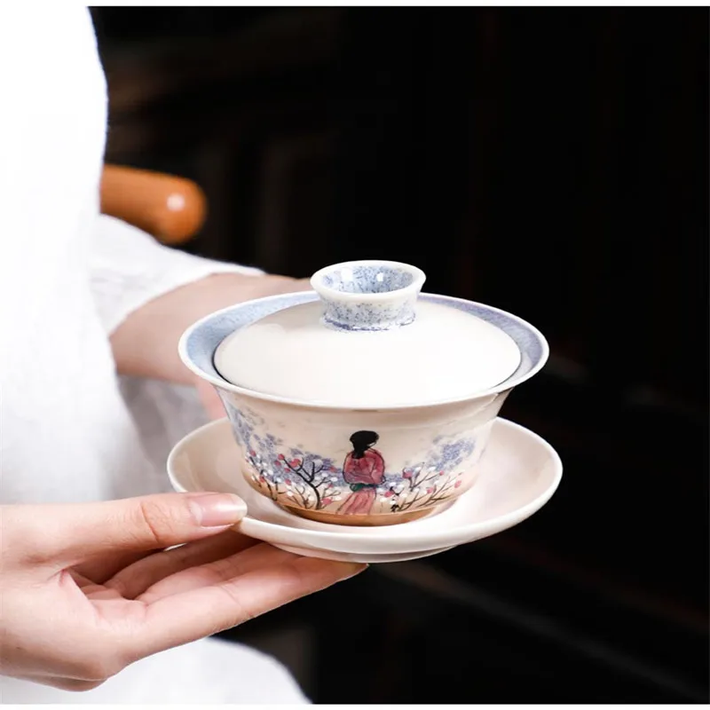 Цзиндэчжэнь Gaiwan 130 мл Ручная Керамическая чашка для чая художественная чайная