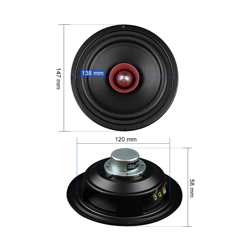 Aiyima-amplificador de Áudio Doméstico de Bacia de Alumínio Unidade de Altifalante de Faixa Completa Alto-falante 5.25 Ohm 40w Pcs - Image 5