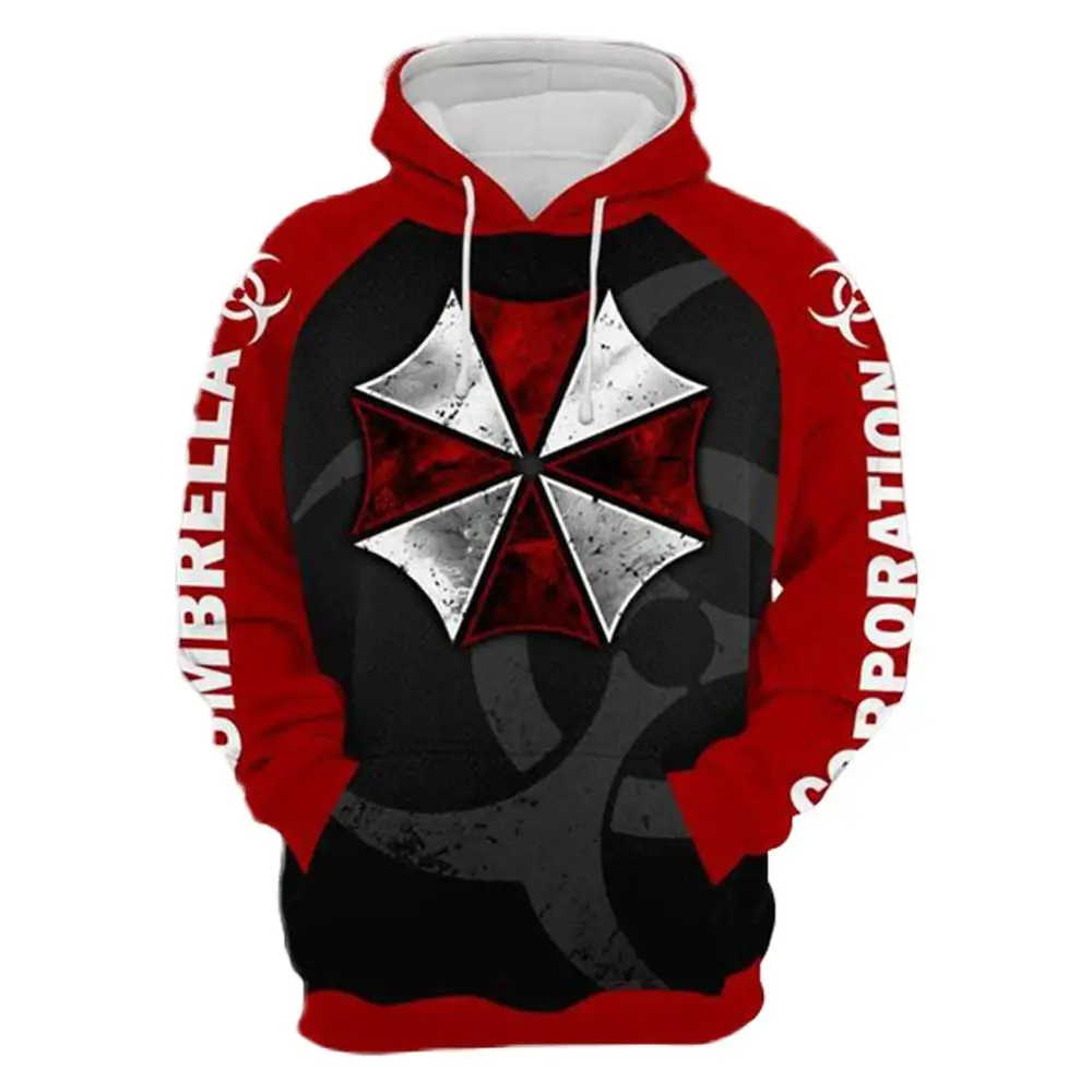 

Resident Umbrella Corporation Cosplay Hooded Pullover Uniform Streetwear Hoodies Mens Coats Sweatshirt