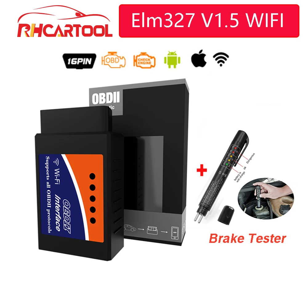 Obd2 elm327 V1.5 wifi OBD2 считыватель кодов ELM 327 OBDII V1.5 тестер тормозов ручка диагностический инструмент Дизель/бензин на Android/IOS