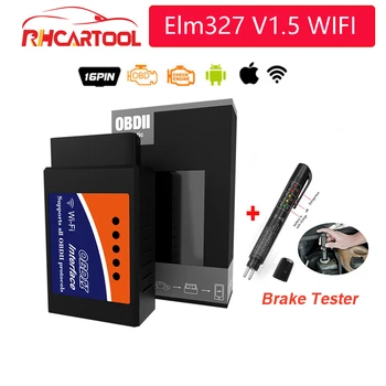 

obd2 New Elm327 V1.5 WIFI OBD2 Code Reader ELM 327 OBDII V1.5 Brake Tester Pen Diagnostic Tool Diesel/petrol ON Android/IOS