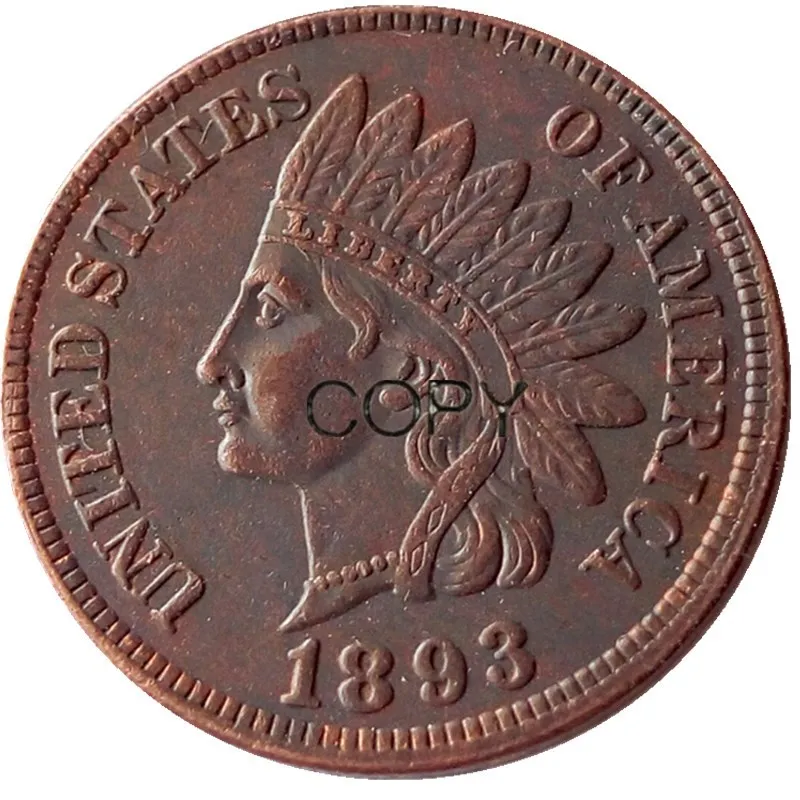 США Дата 1891-1906 индийский цент медная копия монеты - Цвет: 1893