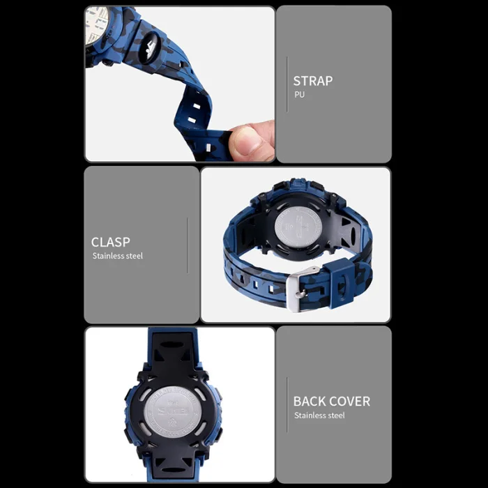Sports Casual Students Electronic Watch Children Waterproof Camouflage LED Luminous Watch for Kids Boys LL@17