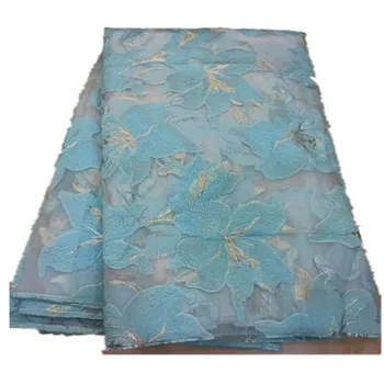 

New Nigerian Embroidered Organza jacquard Mesh Lace Fabric Bride Wedding Fabrics Sequins India African Net Tulle Swiss Voile