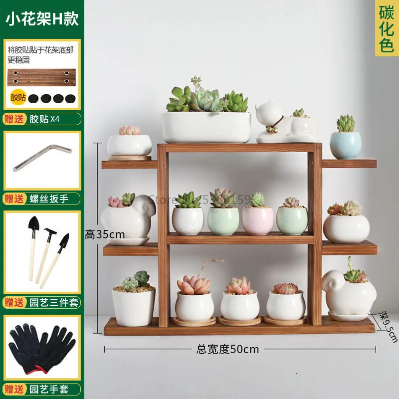 Desktop Bay Window Table More Meat Flower Shelf Indoor Living Room Small Flower Stand Balcony Flower Pot Rack Storage Decoration - Цвет: Синий
