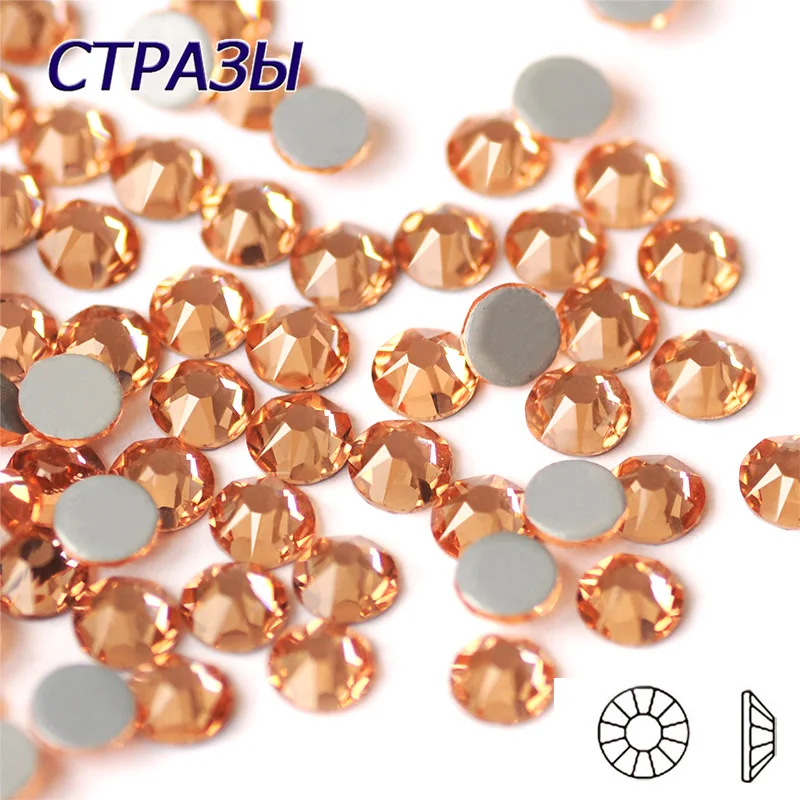 CTPA3bI 2088 хрустальный светильник персик супер яркий стеклянный страз исправленное железо на Flatback Стразы для ткани одежды платье Carfts