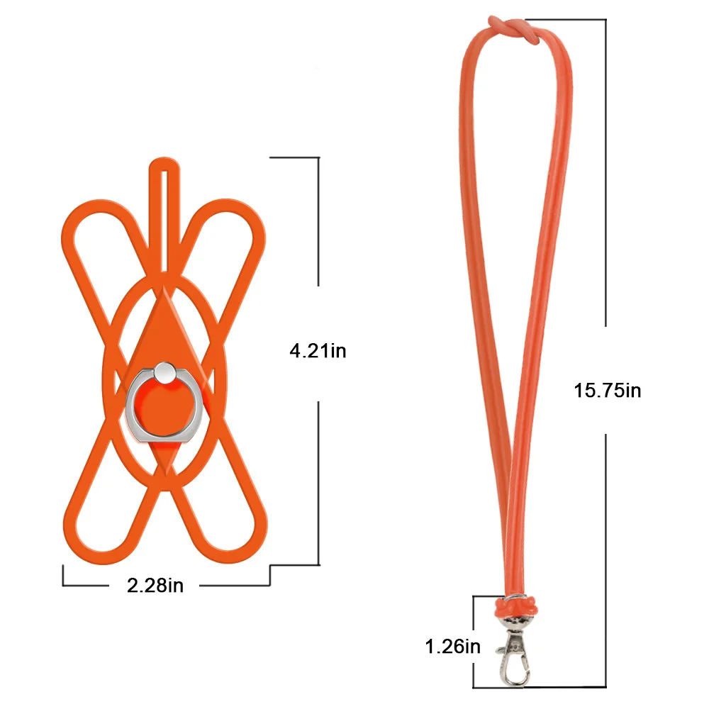 Универсальный силиконовый ремешок-держатель чехол для мобильного телефона шейный ремешок ожерелье слинг мобильные ключи для ключей для телефона брелок - Цвет: Orange