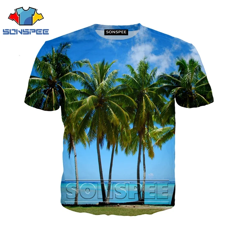 Забавная футболка с 3d принтом Аниме Мужская модная футболка в стиле хип-хоп с пальмой Детская Футболка Harajuku для пляжа Забавные футболки homme футболка A26 - Цвет: 09