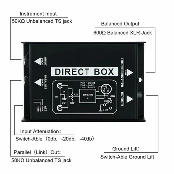 

For Electric Guitar Recording Professional Passive Di-Box Single Channel Connector Direct Box Audio Converter Performance