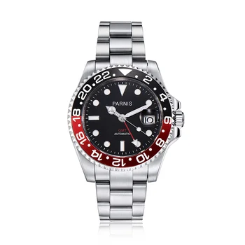 

Parnis 40mm Red black Bezel Batman Mechanical Men Watches GMT Sapphire Crystal Men's Watch Automatic Role Luminous waterproof