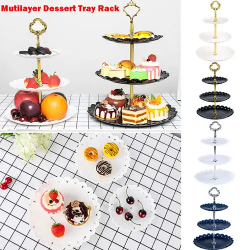 3 Tier Cake Stand Afternoon Tea Wedding Plates Party Tableware New Bakeware Plastic Tray Display Rack Decorating Tools | Дом и сад