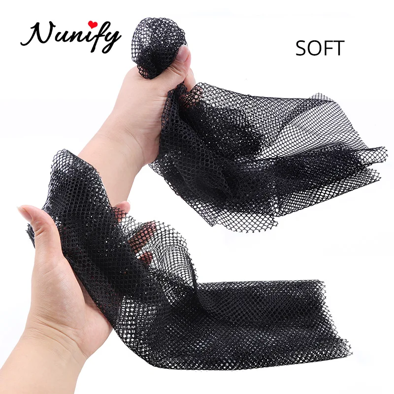 Nunify Stretchable Black Weaving Cap Elastic Hair Snood Wig Hairnet Swiss Lace Net Basement Frontal Closure Foundation Weaving,wig caps,hair nets