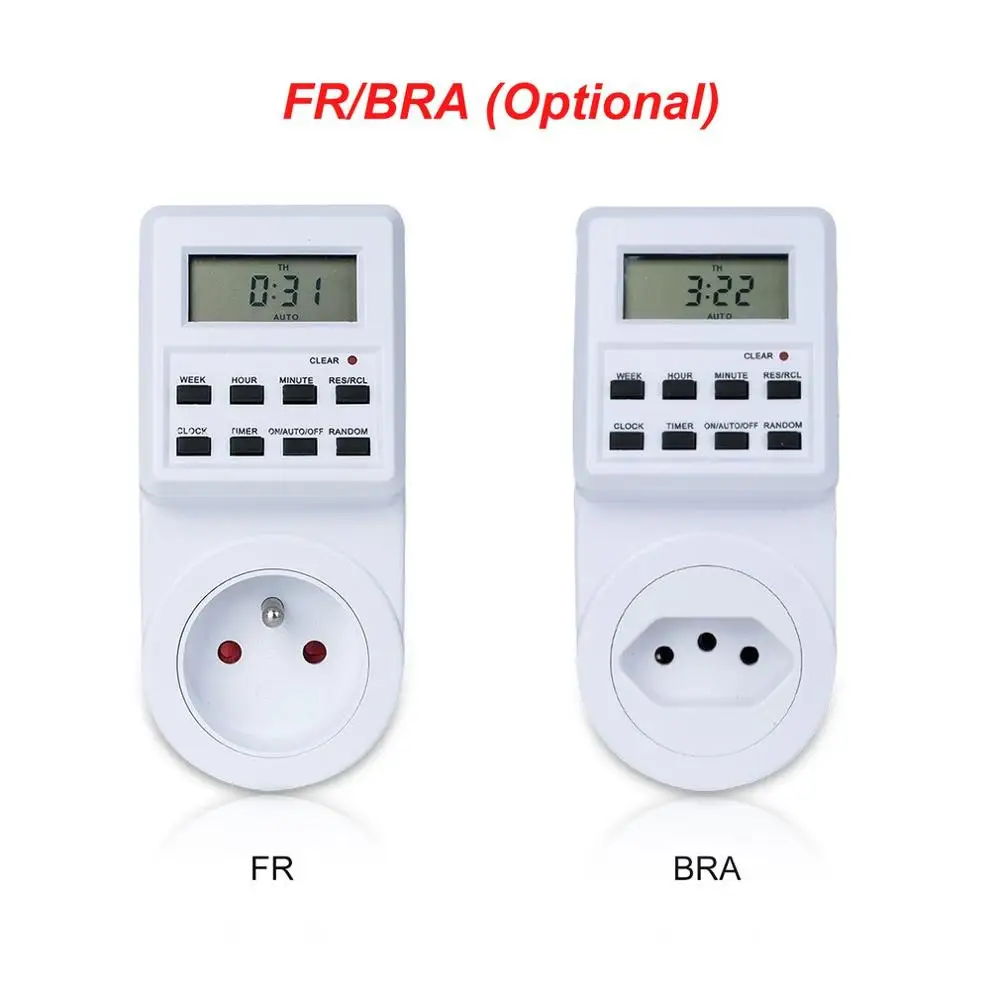 Digital Small Screen Timer Switch Socket Timer Power Meter Electronic Outlet Socket Programmable Setting for Kitchen