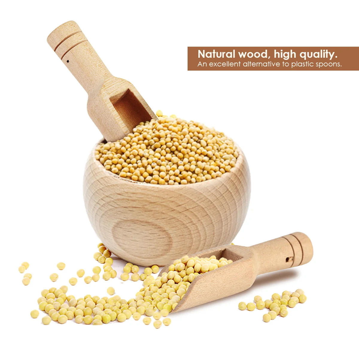 20шт деревянная круглая ручка Совок чайная ложка маленькая соль Лопата молочный