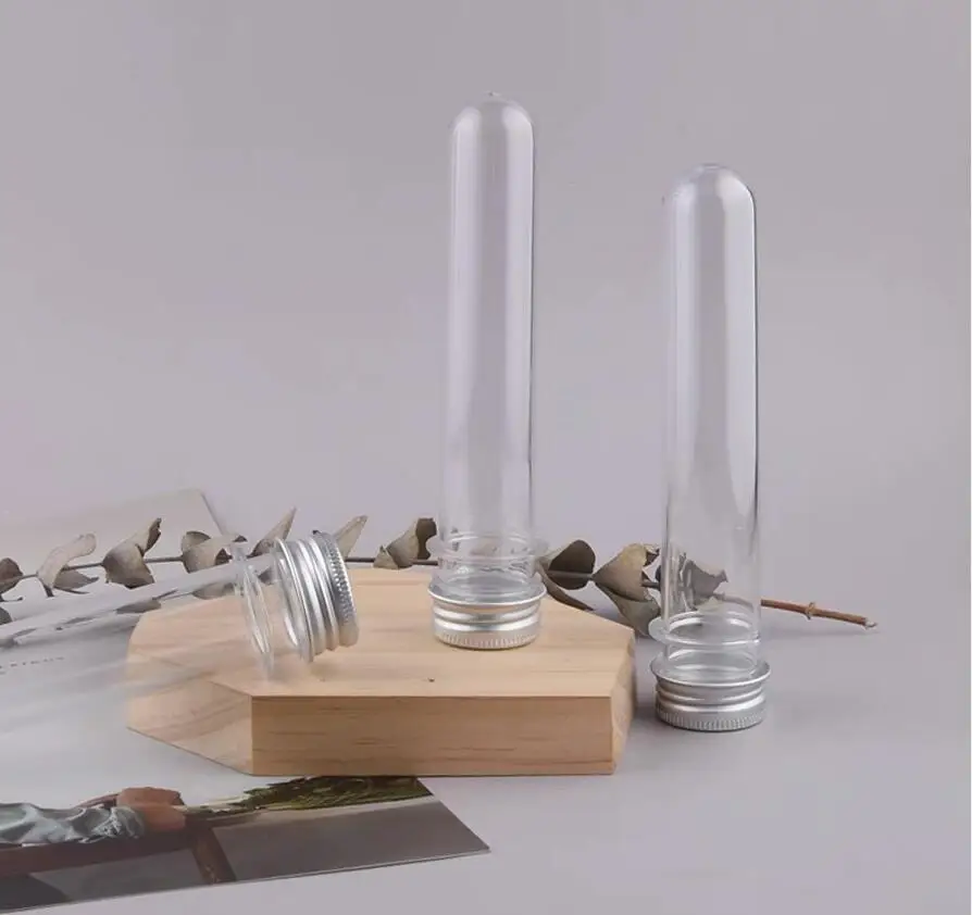 3pcs 30ml 40ml 60ml 80ml 100ml Plastic Clear Test Tubes With Screw Caps Candy Cosmetic Travel Lotion Containers Jars