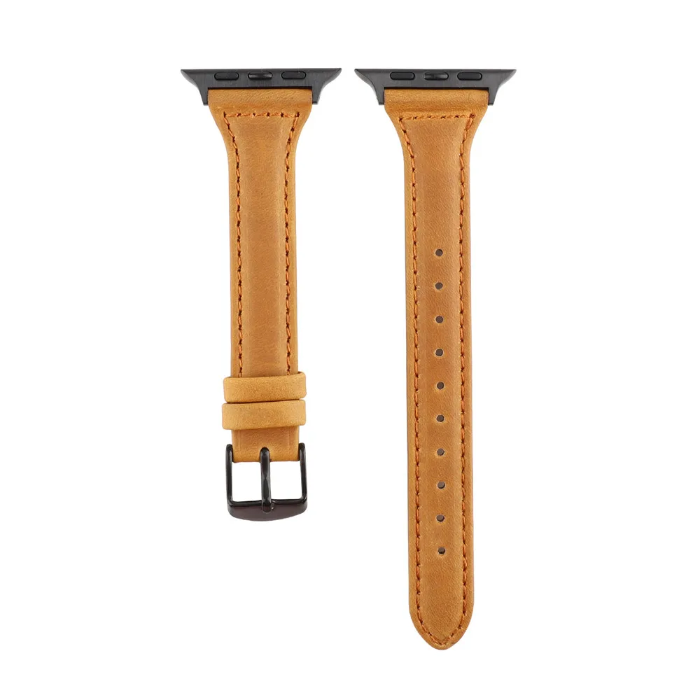 Light Brown T Форма масло воск кожаный браслет для Apple Watch Band 38 мм 42 мм 40 мм 44 мм ремешок аксессуары для iWatch серии 4 3 2 1 - Цвет ремешка: Light Brown