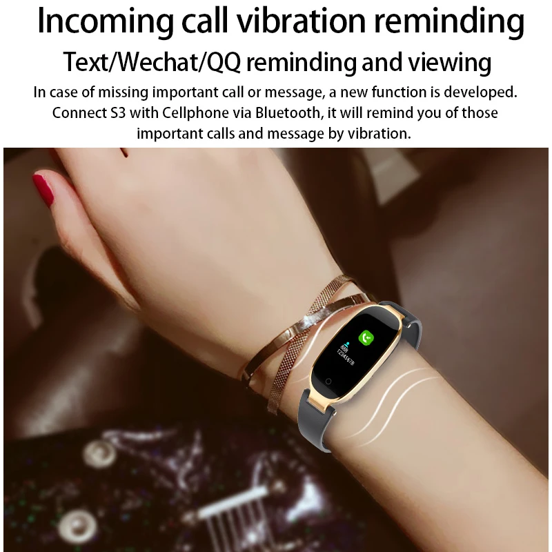 Bluetooth водонепроницаемый S3 Смарт часы Модные женские монитор сердечного ритма