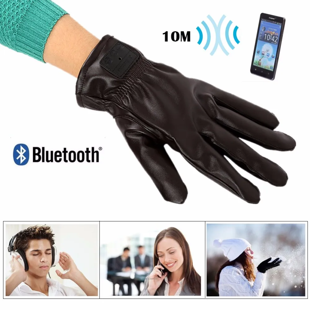 Модные зимние теплые перчатки унисекс с Bluetooth кнопками, перчатки для экрана телефона, варежки