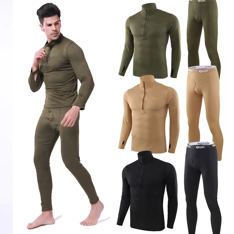 Мужское зимнее флисовое тактическое нижнее белье кальсоны Униформа военная