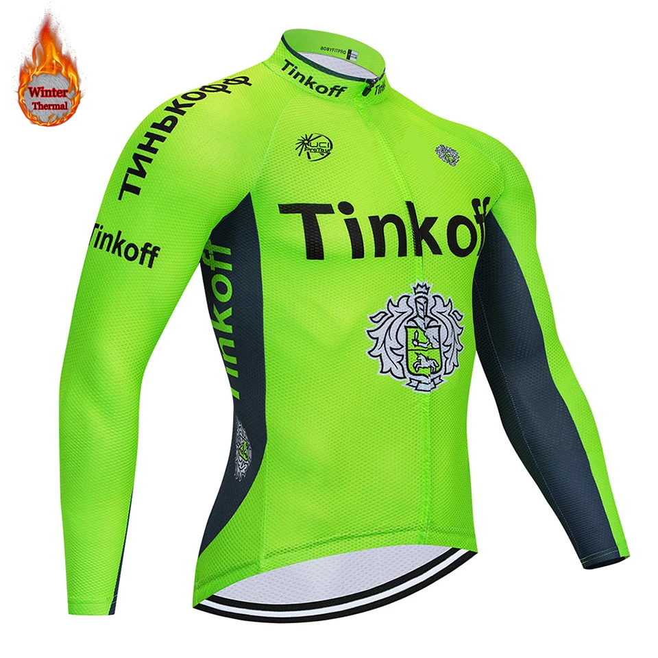 Tinkoff велосипедная майка Pro Team, зимний теплый флисовый комплект с длинным рукавом, Ropa Ciclismo, велосипедный триатлон, комплект для велоспорта