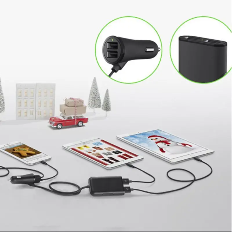 4 в 1 двойной USB порт автомобильное зарядное устройство расширение usb-хаб адаптер для iPhone iPod телефонов