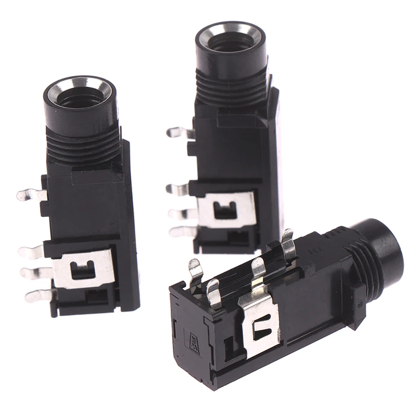 Audio Adapter 6.35mm Jack Stereo Female Socket Connector 4pin 3pcs/lot