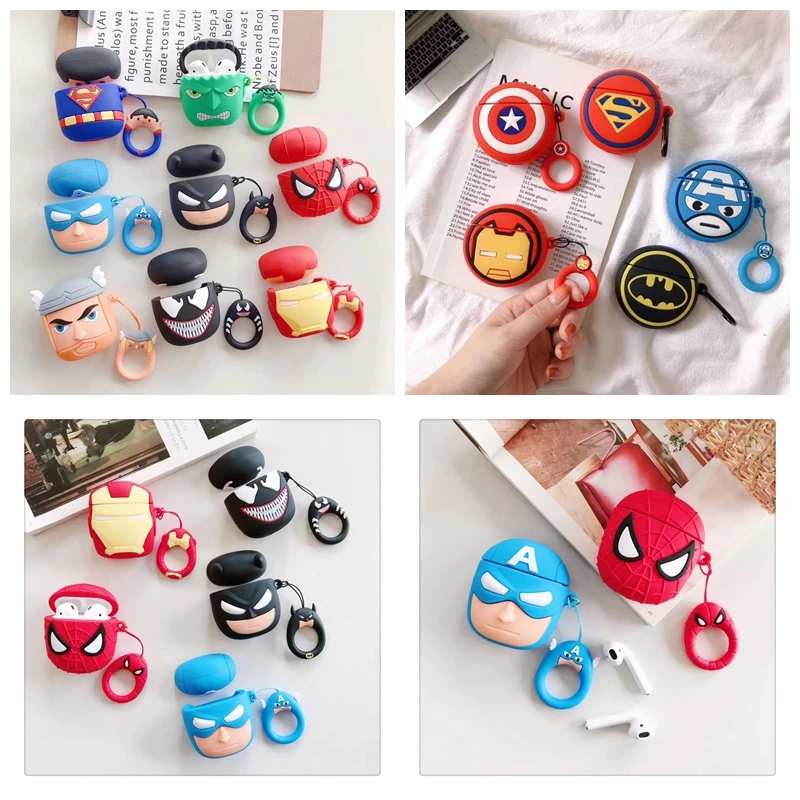 Чехол для AirPods 3D Cool Deadpool, беспроводной чехол для наушников s для Apple Airpods 1/2, аксессуары, чехол с кольцом на палец или крючком