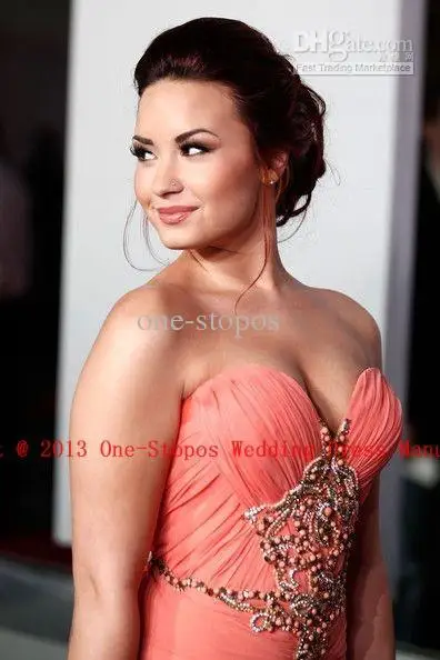 Demi Lovato, милое, для выпускного вечера, шифоновое, с бисером, летнее, Пляжное, Русалка, макси, длинное, знаменитостей, платья подружек невесты - Цвет: Same as picture