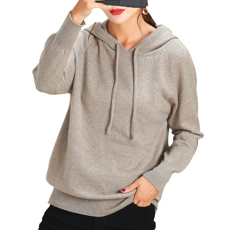 Pull en cachemire pull à capuche 2020 automne hiver pull tricoté femmes pulls décontracté coréen étudiant Jersey