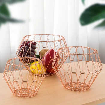 

Fruit Basket Container Bowl Metal Wire Basket Kitchen Drain Rack Fruit Vegetable Storage Holder Snack Tray flower pot