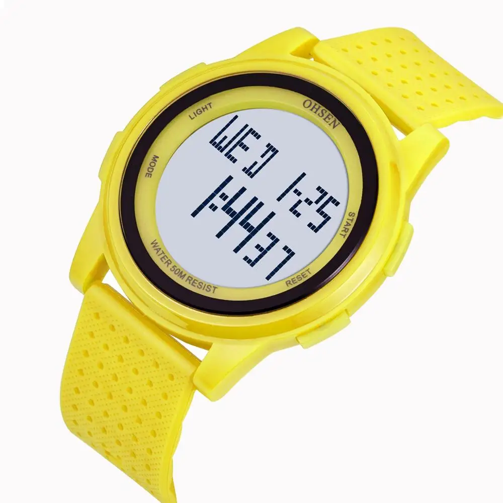 Relógio de Pulso de Silicone Relógio de Pulso à Prova Relógio de Pulso Multi Função Dwaterproof Água Amarelo Led Unisex Moda Montre Femme