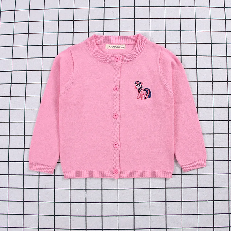 XYB20E Весенне-осенние свитера для маленьких девочек; детская одежда; хлопковый детский вязаный свитер; пальто; джемпер с вышивкой пони; Кардиган для девочек; куртка - Цвет: XYB20E