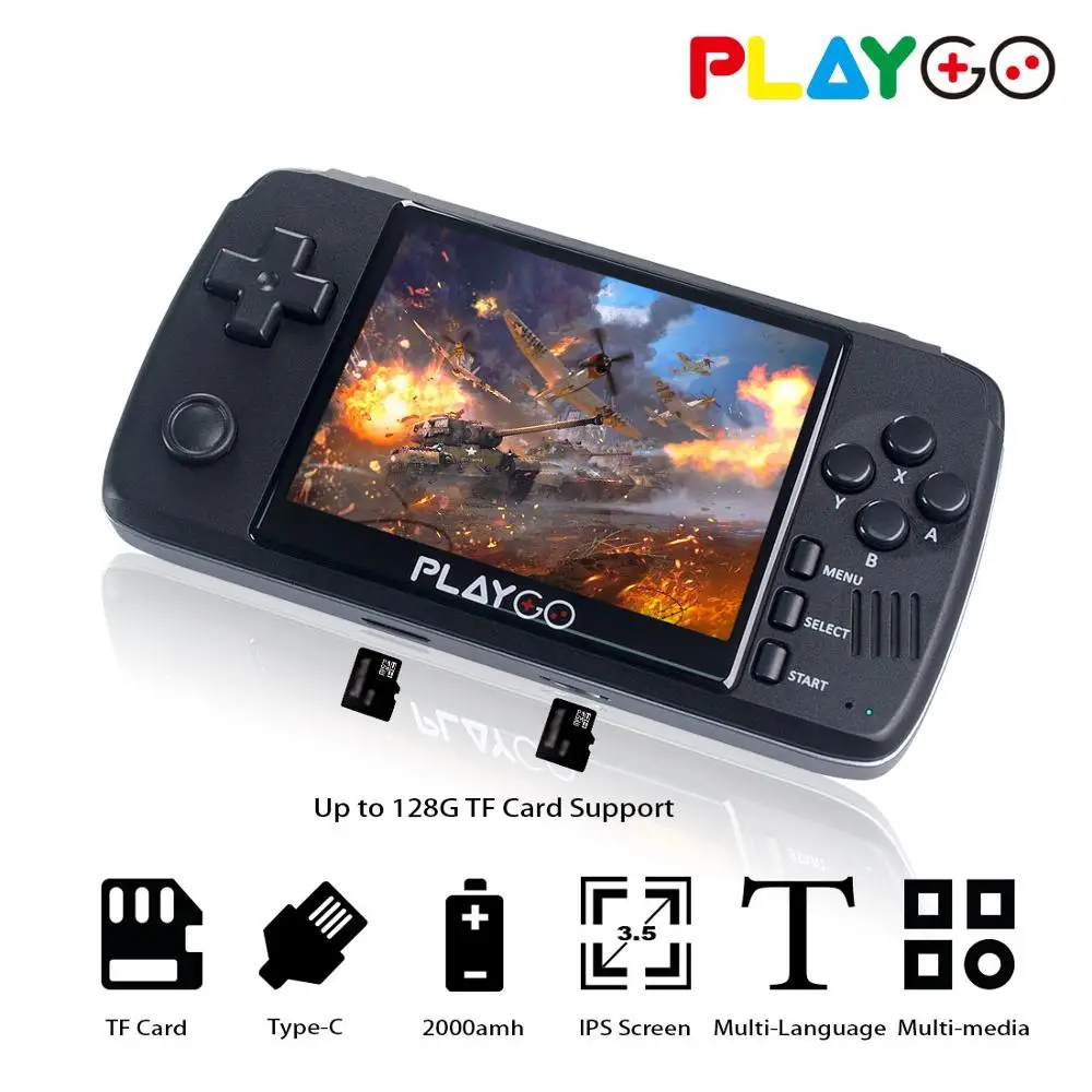 Nueva consola emulador PLAYGO pantalla IPS de 3,5 pulgadas reproductor de juegos portátil integrado en 1000 juegos en tarjeta TF de 16GB para GBA PS1 NES - 2
