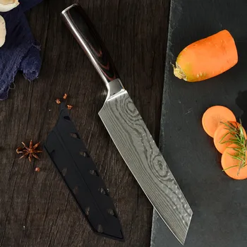 

Stainless Steel Chef Knife 8 inch Japanese Anti-stick Damascus Veins Gyuto Kitchen Knife Gift Knife Sheath Cover Edge Guard