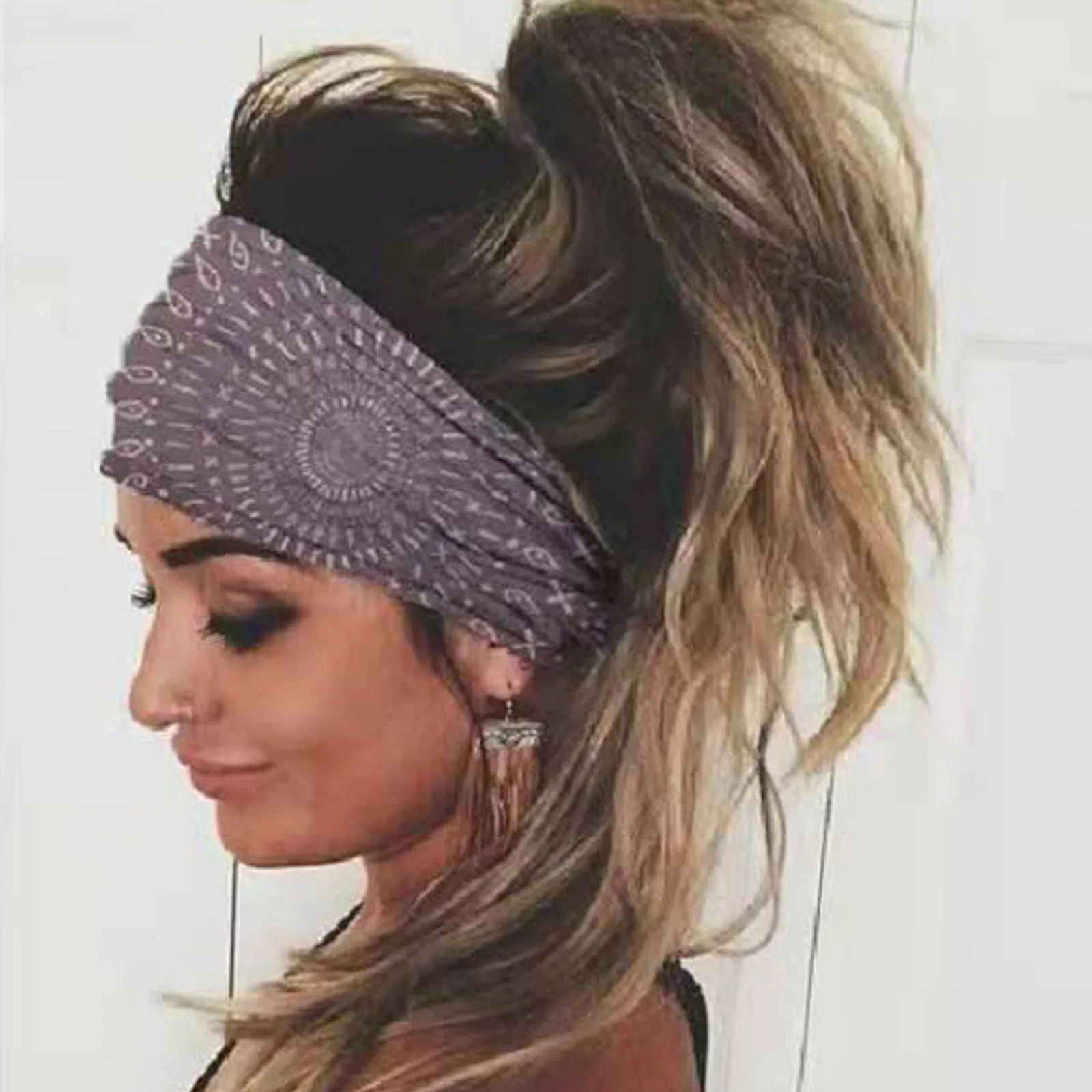 Винтаж уличная головная повязка Бикини бандо Femme Pour Cheveux Для женщин с принтом