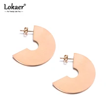 Lokaer трендовые титановые стальные геометрические, в виде полукруга серьги-гвоздики для женщин богемные серьги гиперболы из розового золота ювелирные изделия E19212