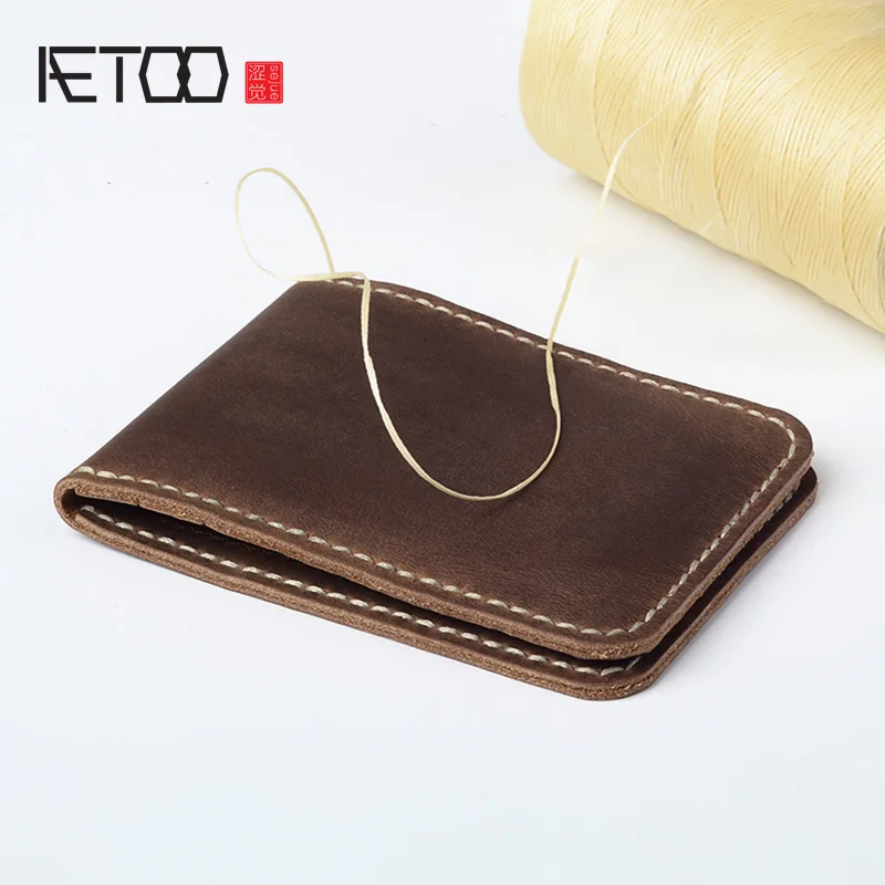 

AETOO Mad horse leather hand-stitched driver's license card bag, motor vehicle thin leather sleeve, leather driving license bag