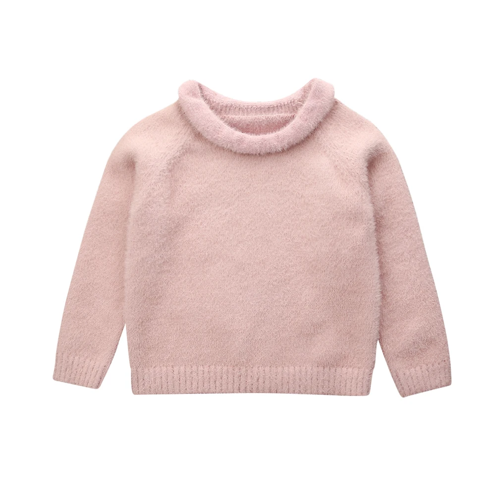 Топы для маленьких мальчиков и девочек, теплый свитер с длинными рукавами, розовые вязаные пуловеры, зимняя детская одежда