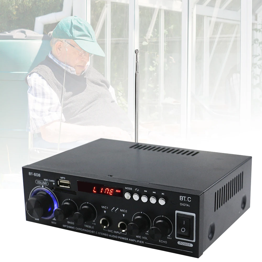 Аудио усилитель HIFI музыкальный подарок пульт дистанционного управления черный железный Домашний Мини Портативный USB флэш дисковая подставка Bluetooth цифровой плеер