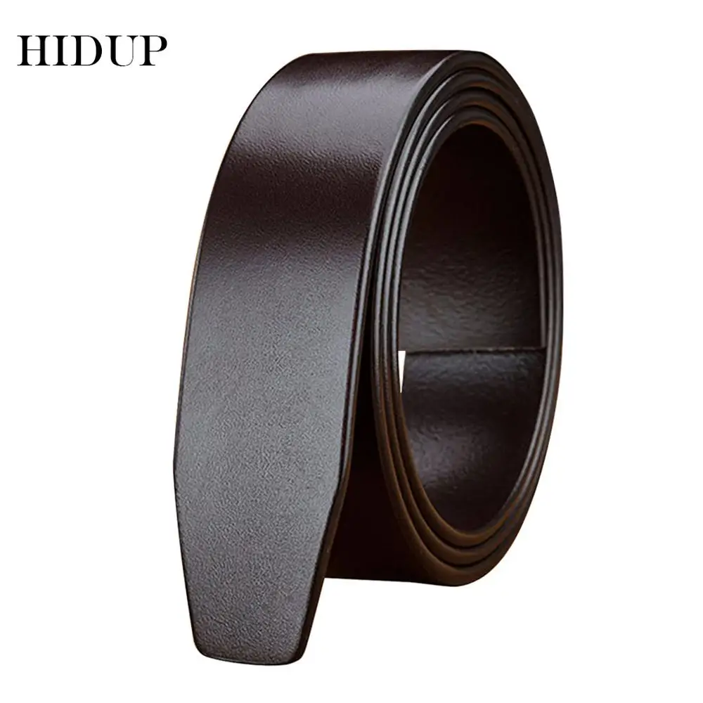 Tanie HIDUP 3.5cm szerokości formalne automatyczne style mężczyźni tylko pasek w stylu Vintage pasy najwyższej jakości skóry wołowej skórzany pas bez klamry NWJ637