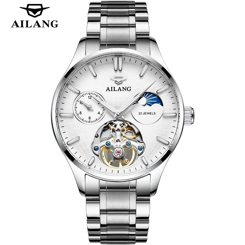 

AILANG Top Brand Luminous Mechanical Mens Watches Luxury Calendar Moon Phase Wrist Watch erkek kol saati Montre Homme