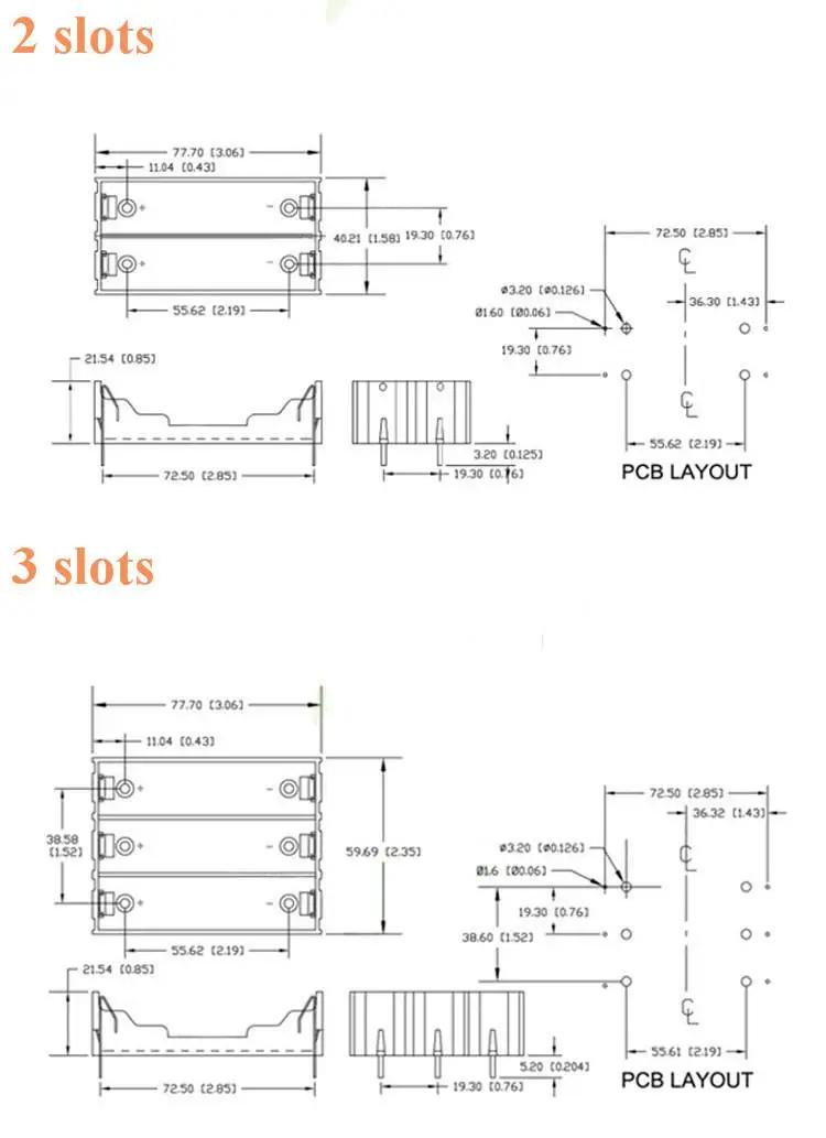 18650 Power Bank Cases 1X 2X 3X 18650 Battery Holder Storage Box Case holder 1 2 3 Slot Batteries Container With Hard Pin (2)